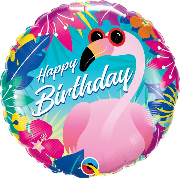 Tropical Flamingo 18'' Foil Birthday Balloon