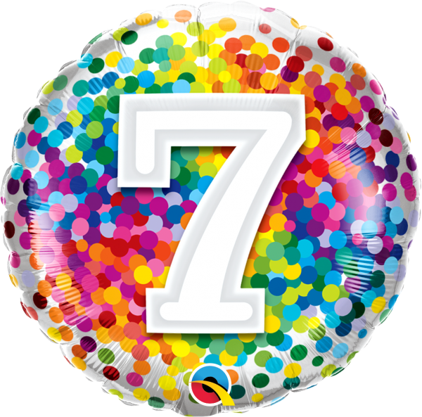 Age 7 Rainbow Confetti 18'' Foil Birthday Balloon