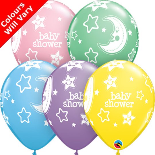 Baby Shower Moons & Stars Balloons Pack of 6
