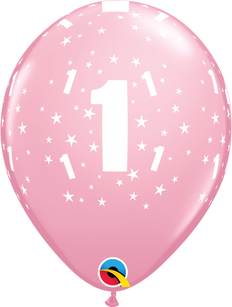 Pink Age 1 Balloons Pack of 6
