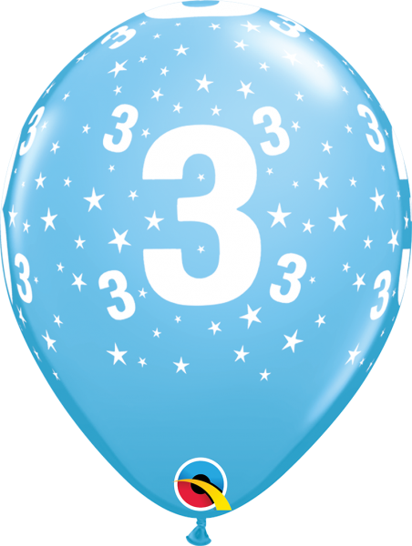 Pale Blue Age 3 Balloons Pack of 6