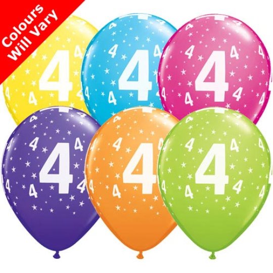 Age 4 Balloons Pack of 6