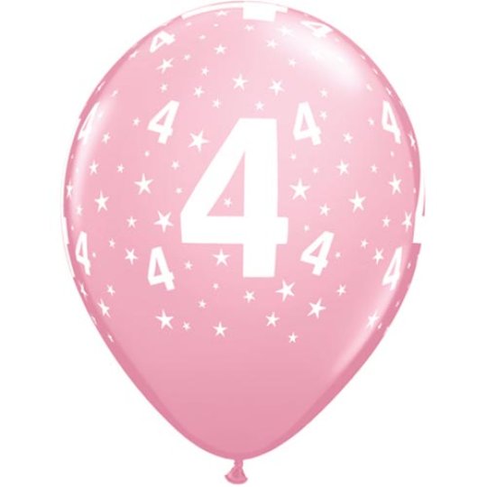 Pink Age 4 Balloons Pack of 6