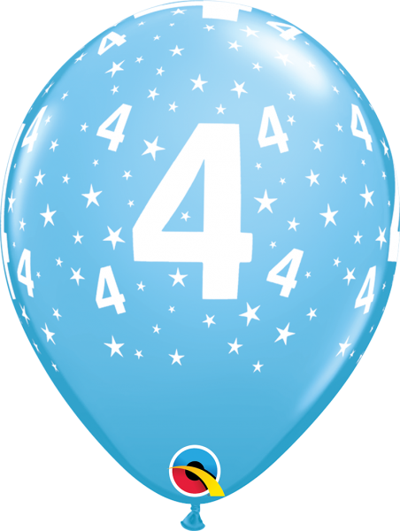Pale Blue Age 4 Balloons Pack of 6