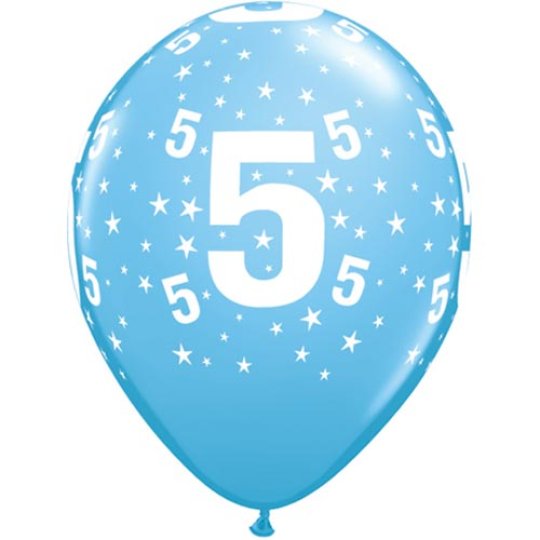 Pale Blue Age 5 Balloons Pack of 6