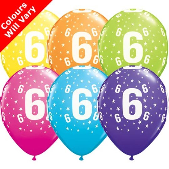 Age 6 Balloons Pack of 6