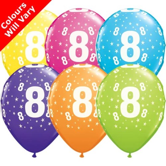Age 8 Balloons Pack of 6