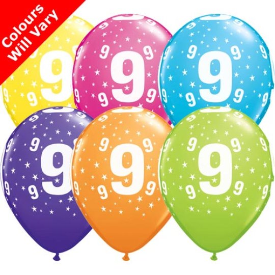 Age 9 Balloons Pack of 6