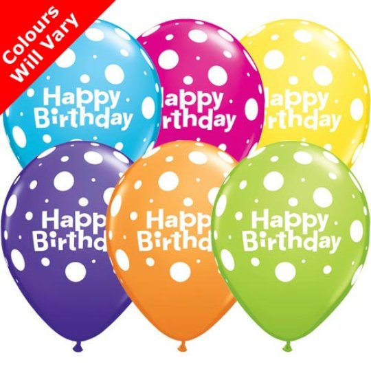 Birthday Big Polka Dots Balloons Pack of 6