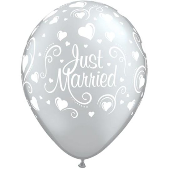 Just Married Hearts Balloons Pack of 6
