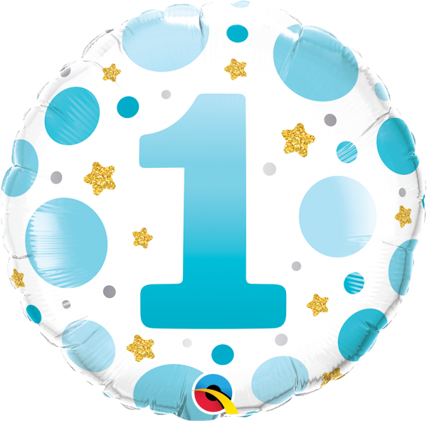Age 1 Blue Dots 18'' Foil Birthday Balloon
