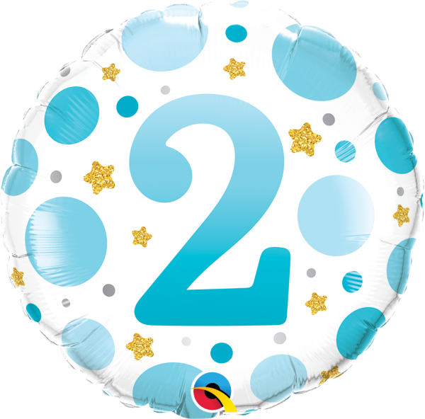 Age 2 Blue Dots 18'' Foil Birthday Balloon