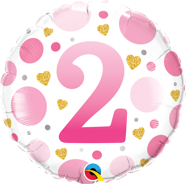 Age 2 Pink Dots 18'' Foil Birthday Balloon