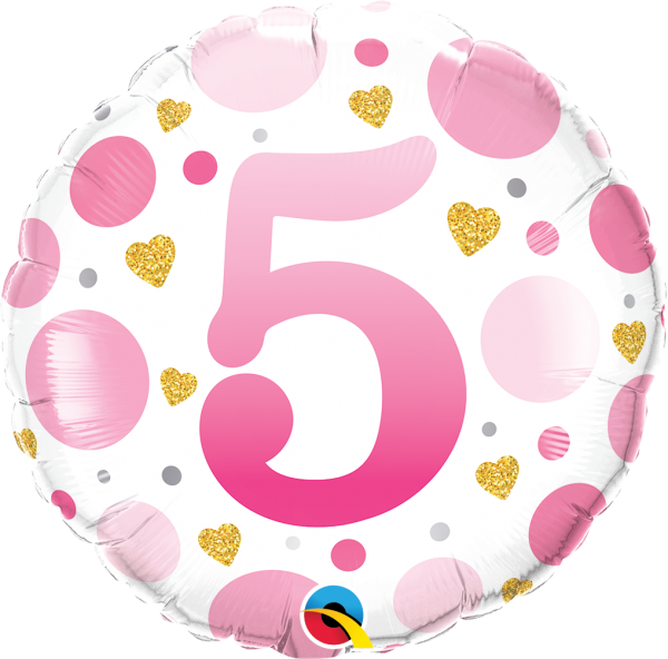 Age 5 Pink Dots 18'' Foil Birthday Balloon