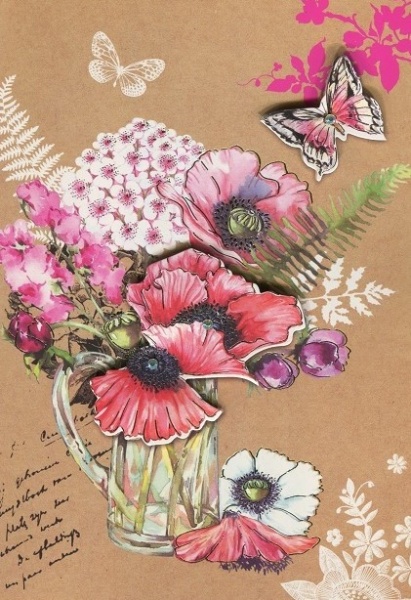 Poppies & Flowers Birthday Card