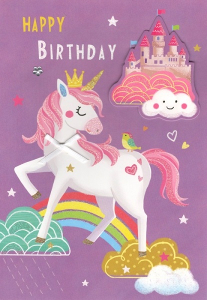 Unicorn & Castle Birthday Card