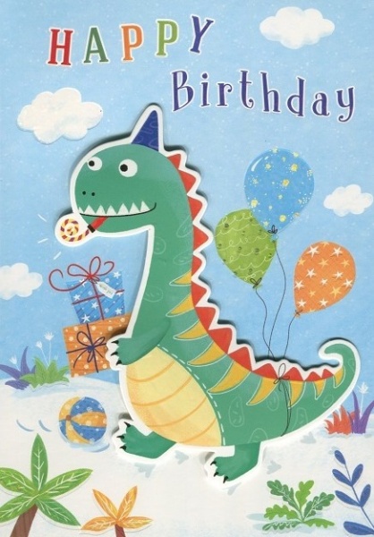 Green Dinosaur Birthday Card