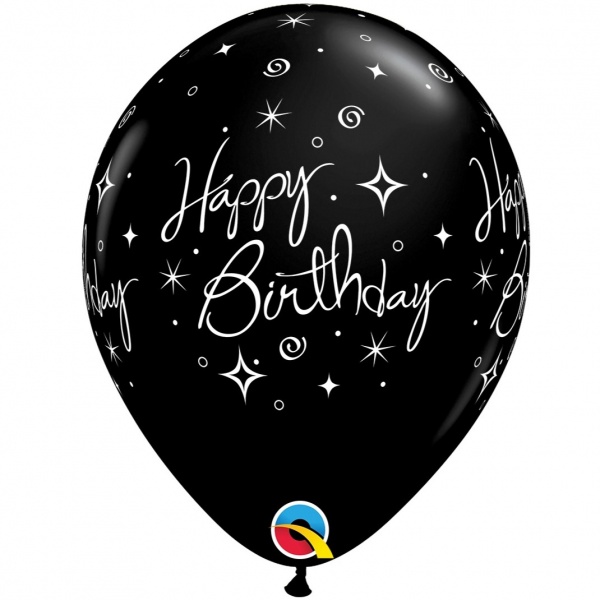 Elegant Sparkles & Swirls Onyx Black Birthday Balloons Pack of 6