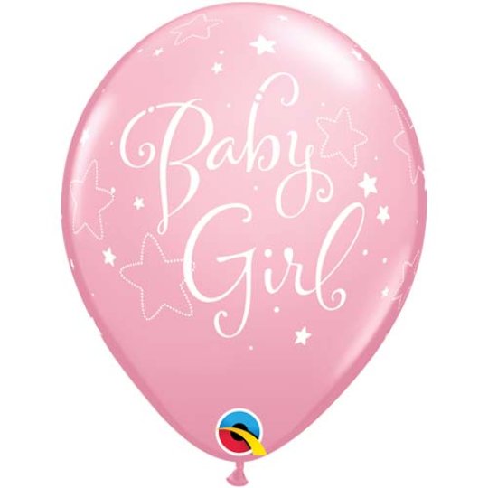 Baby Girl Stars Pink Balloons Pack of 6