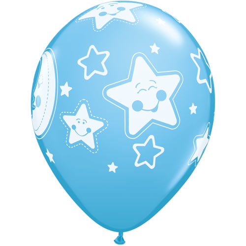 Baby Moon & Stars Pale Blue Balloons Pack of 6