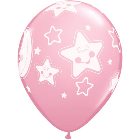 Baby Moon & Stars Pink Balloons Pack of 6