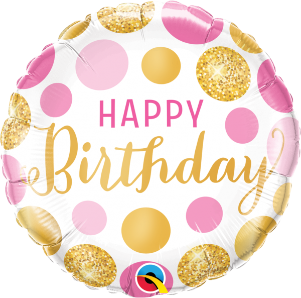 Pink & Gold Dots 18'' Foil Birthday Balloon