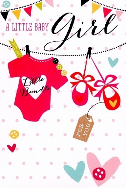 Clothes Line New Baby Girl Card