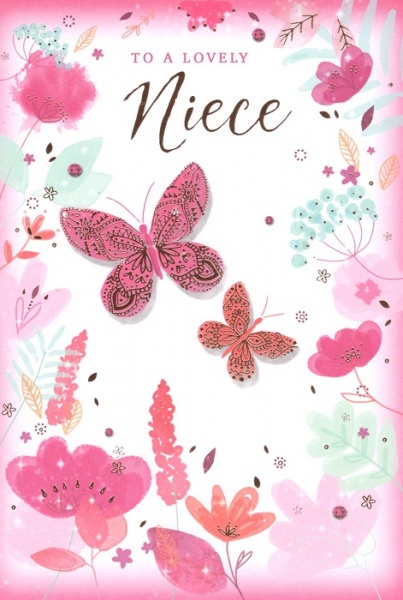 Butterflies Niece Birthday Card