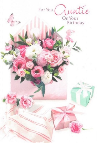 Sending Flowers Auntie Birthday Card