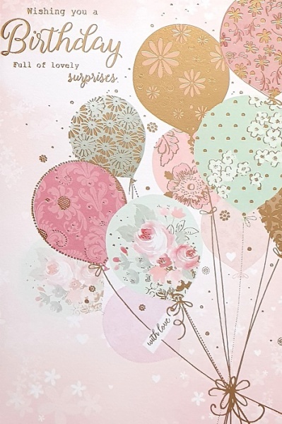 Floral Balloons Birthday Card