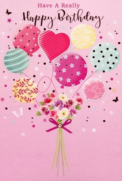 Pink Balloons Birthday Card