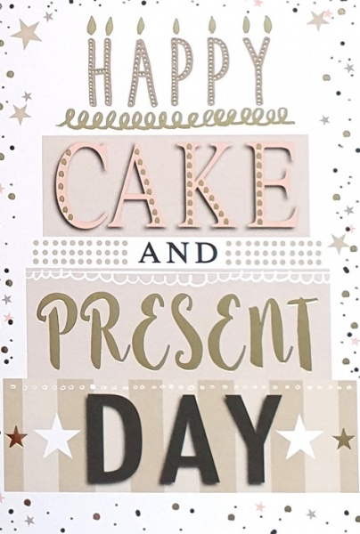 Happy Cake & Present Day Birthday Card
