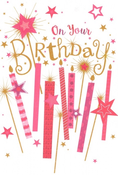 Pink Candles Birthday Card