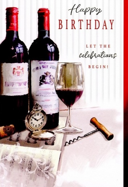 Red Wine Birthday Card