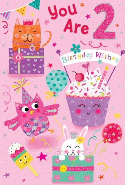 Pink Party 2nd Birthday Card