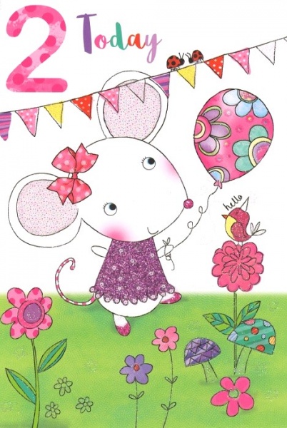 Happy Mouse 2nd Birthday Card