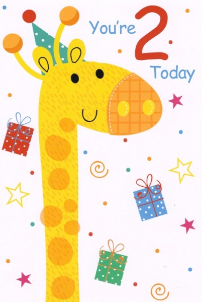Giraffe 2nd Birthday Card