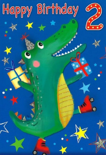 Crocodile 2nd Birthday Card