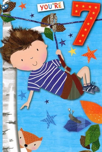 Zip Wire 7th Birthday Card