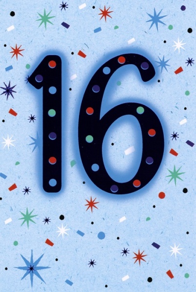 Blue Sparkles 16th Birthday Card