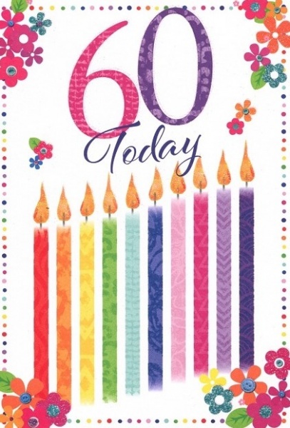 Rainbow Candles 60th Birthday Card