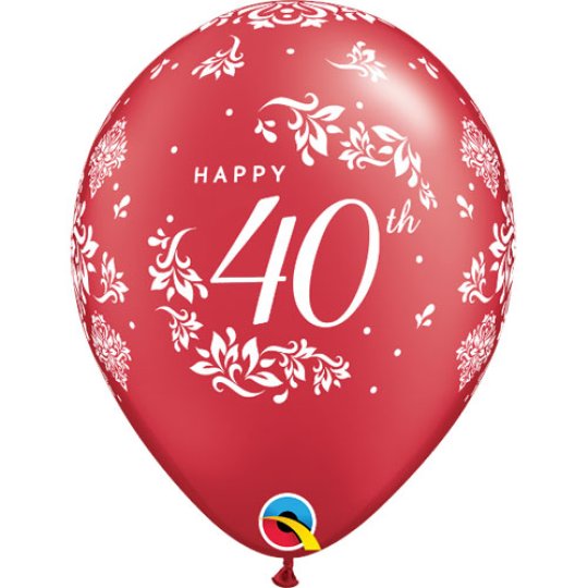 Ruby Red 40th Anniversary Balloons Pack of 6
