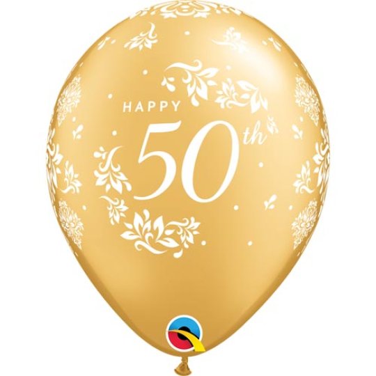 Gold 50th Anniversary Balloons Pack of 6
