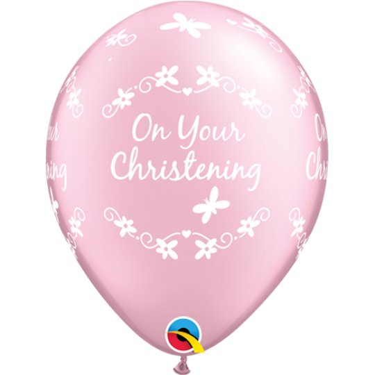 Christening Butterflies Pink Balloons Pack of 6