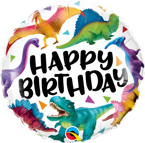 Colourful Dinosaurs 18'' Foil Birthday Balloon