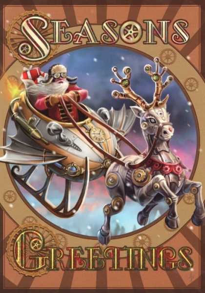 Steampunk Santa Christmas Card