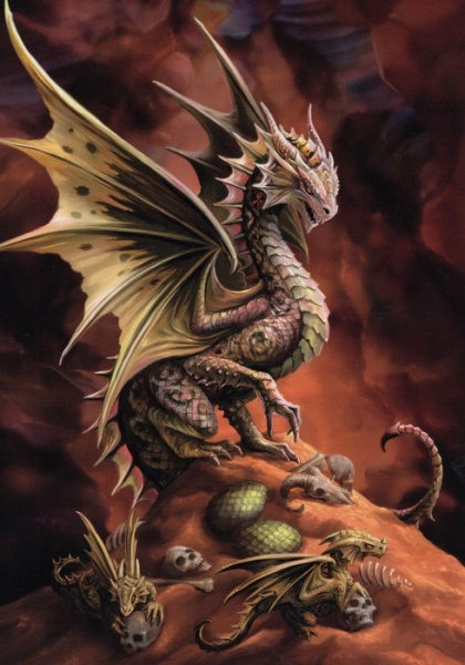 Inner Strength - Gothic Fantasy Warrior Girl With Dragon Greetings Card With Patterned Envelope - By Anne Stokes - Blank For Your Own Message And Any Occasion