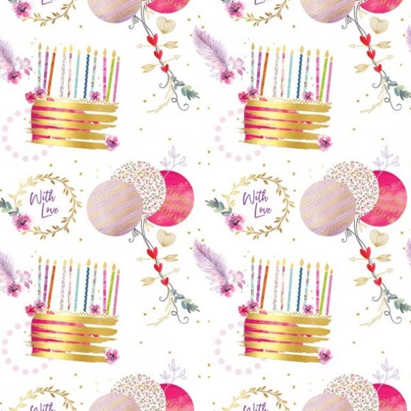 Cake & Balloons Gift Wrap Sheet