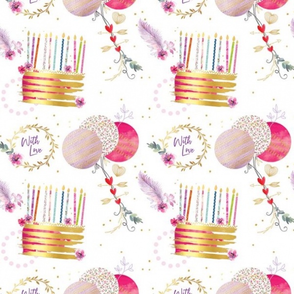 Butterflies Gift Wrapping Paper & Matching Tag - Traditional Female Design, Birthday