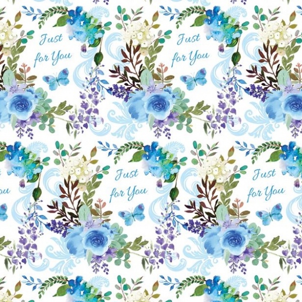 Floral Wishes Just For You Gift Wrap Sheet